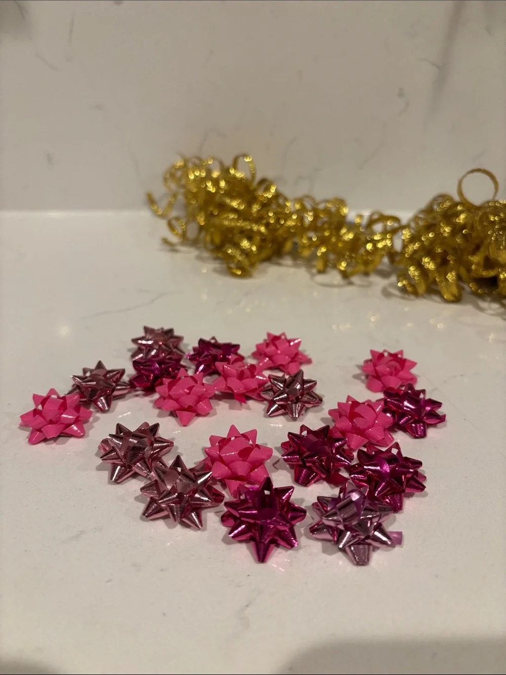 cupcakes & cashmere Gold and Pink Curling Ribbon Gift Wrap Set